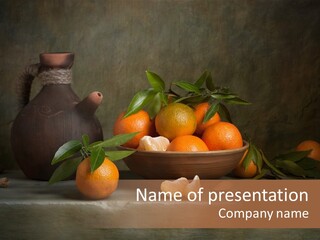 Leaf Mandarin Food PowerPoint Template