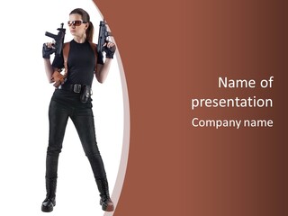 Pistol Standing Female PowerPoint Template