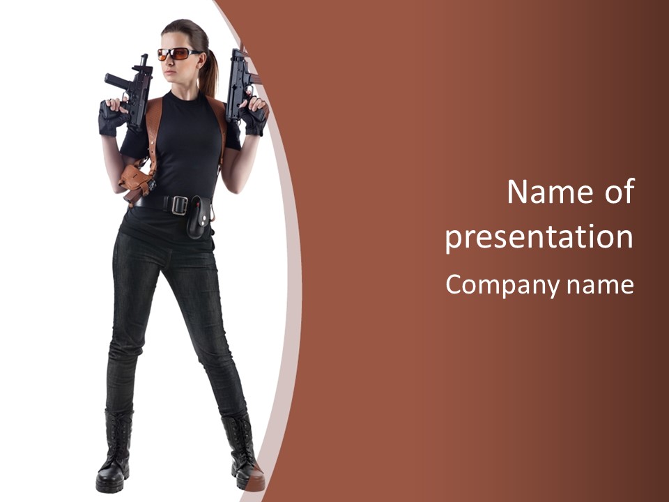 Pistol Standing Female PowerPoint Template