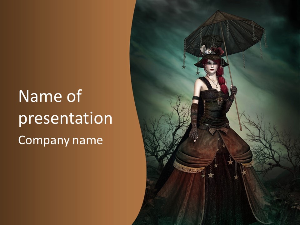 Black Retro Female PowerPoint Template