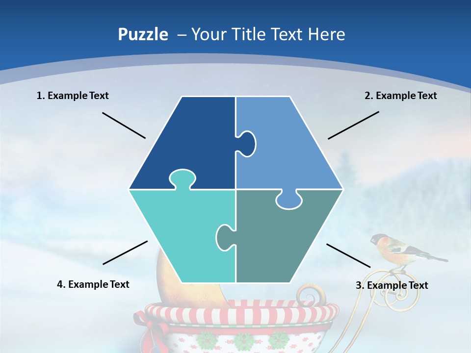 Snowflake Blue Carriage PowerPoint Template