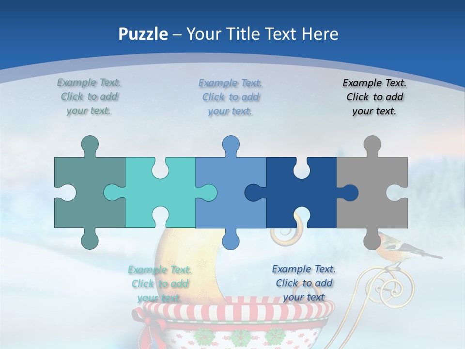 Snowflake Blue Carriage PowerPoint Template