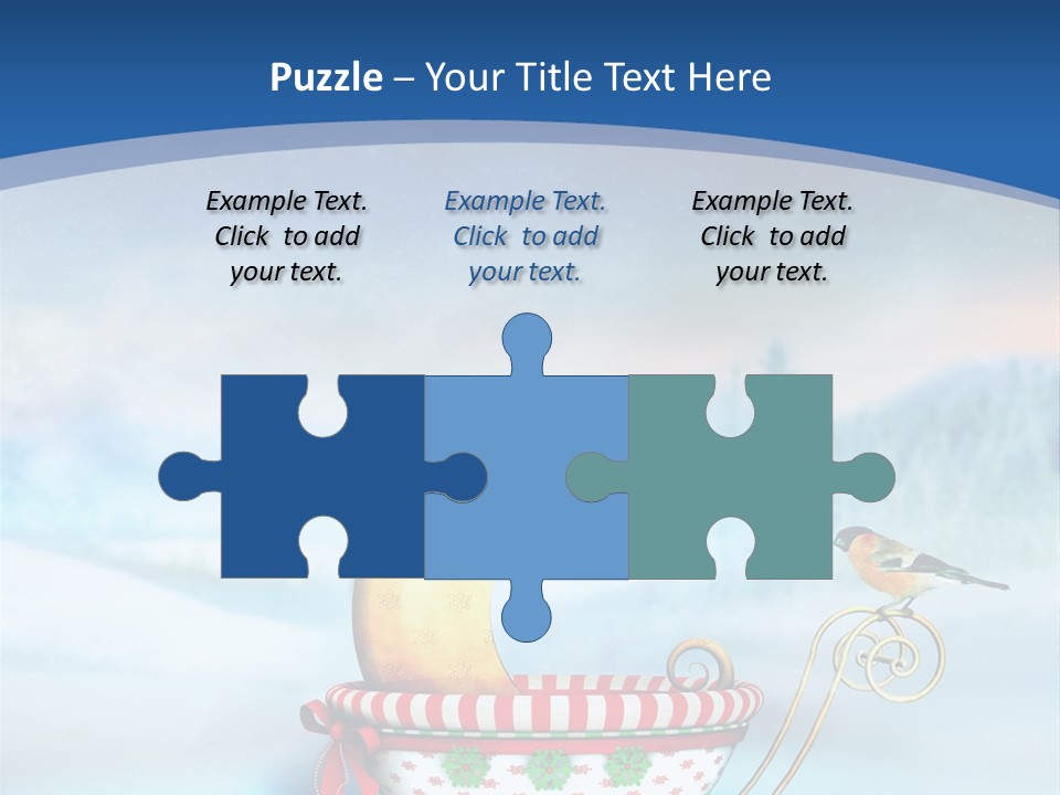 Snowflake Blue Carriage PowerPoint Template