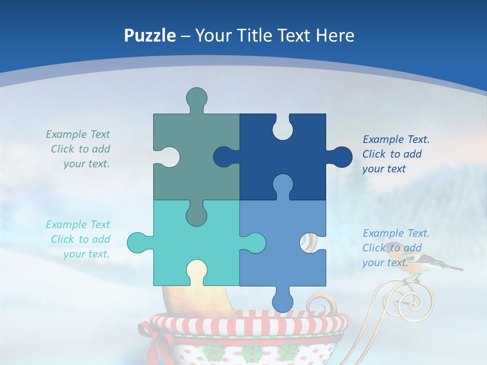 Snowflake Blue Carriage PowerPoint Template