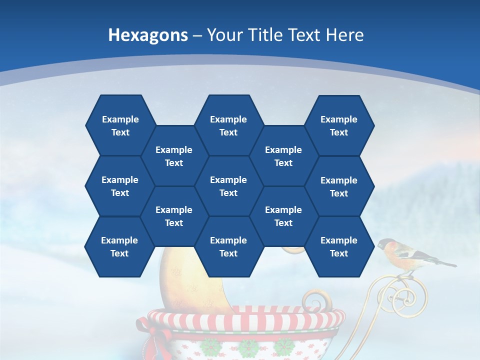 Snowflake Blue Carriage PowerPoint Template