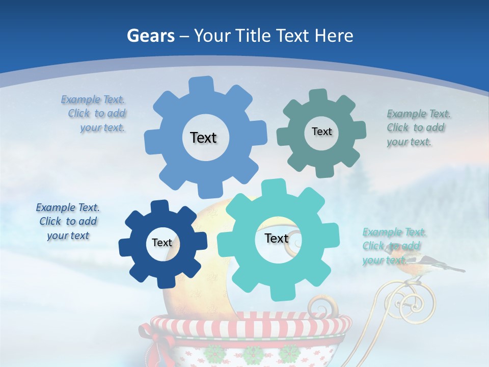 Snowflake Blue Carriage PowerPoint Template