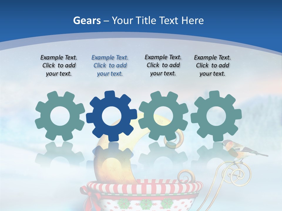 Snowflake Blue Carriage PowerPoint Template