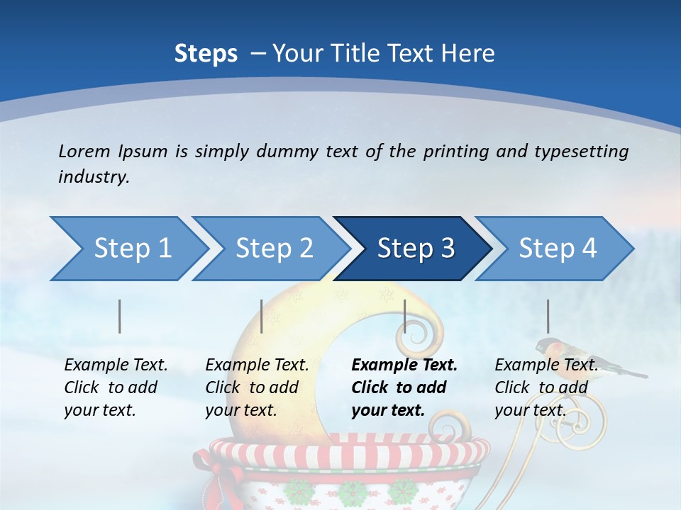 Snowflake Blue Carriage PowerPoint Template
