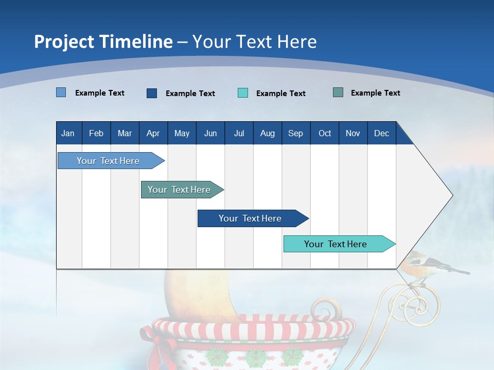 Snowflake Blue Carriage PowerPoint Template