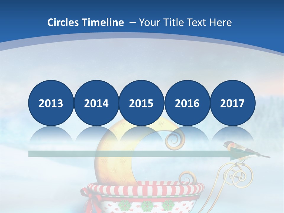 Snowflake Blue Carriage PowerPoint Template