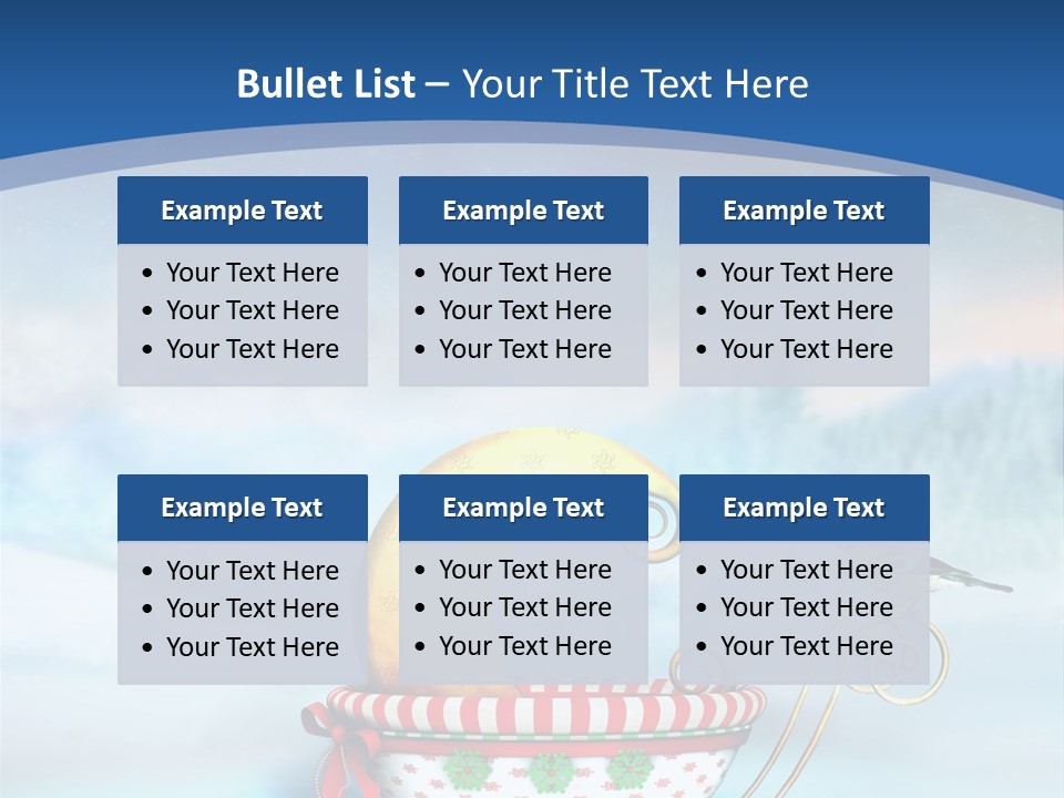 Snowflake Blue Carriage PowerPoint Template