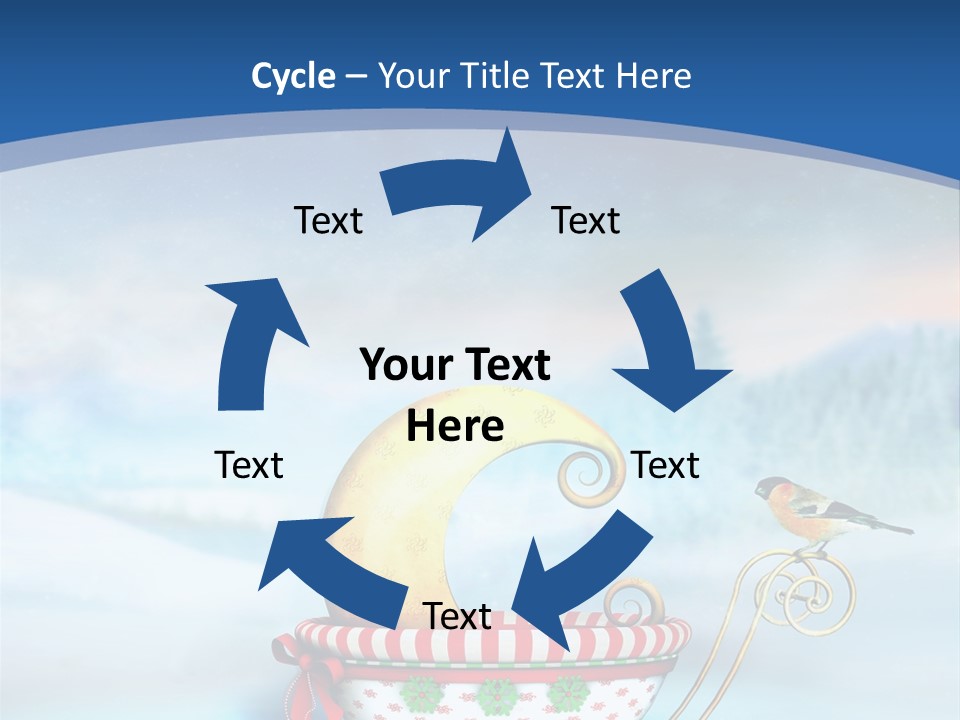 Snowflake Blue Carriage PowerPoint Template