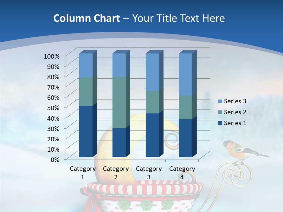 Snowflake Blue Carriage PowerPoint Template