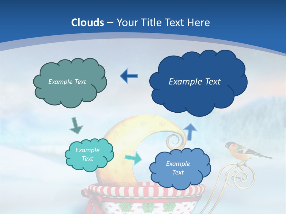 Snowflake Blue Carriage PowerPoint Template