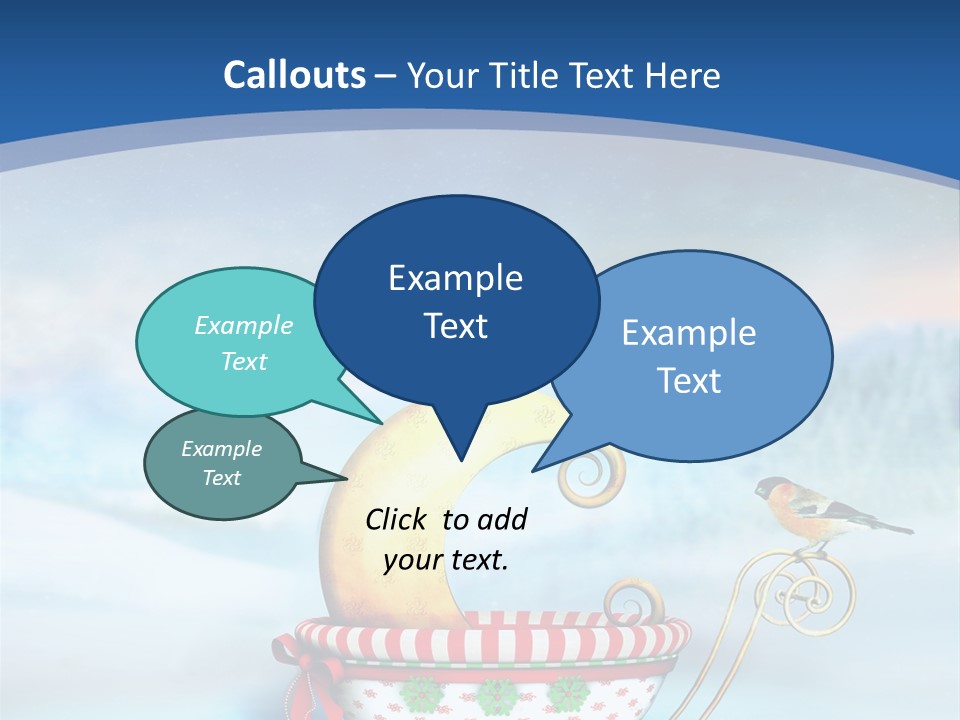 Snowflake Blue Carriage PowerPoint Template