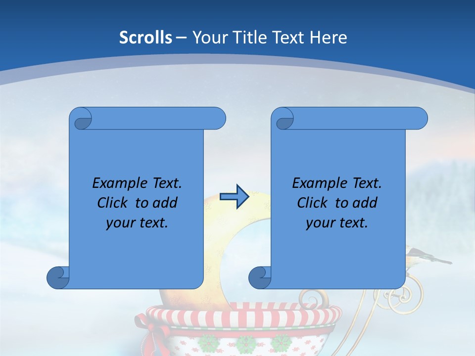Snowflake Blue Carriage PowerPoint Template