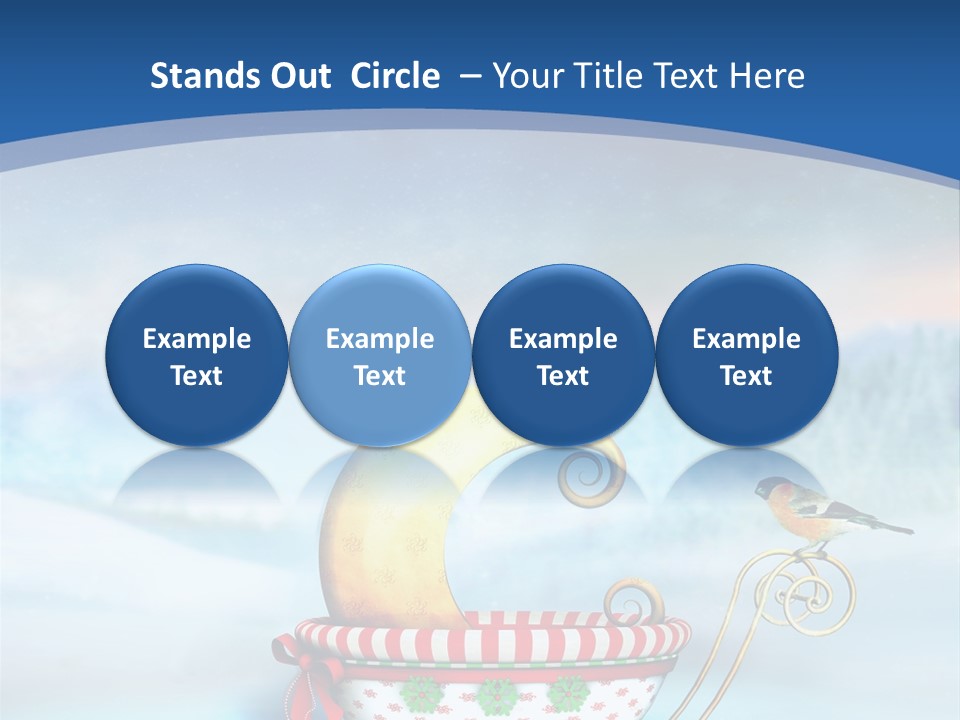 Snowflake Blue Carriage PowerPoint Template