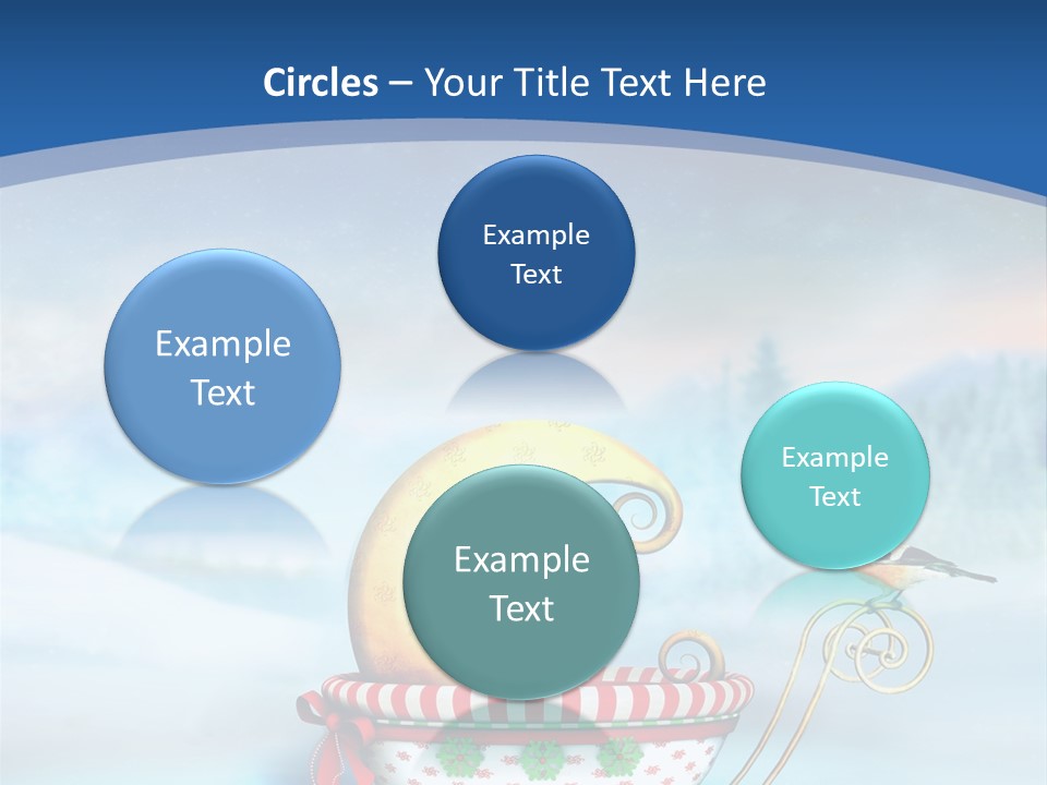 Snowflake Blue Carriage PowerPoint Template