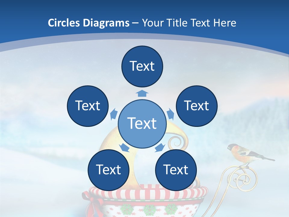 Snowflake Blue Carriage PowerPoint Template