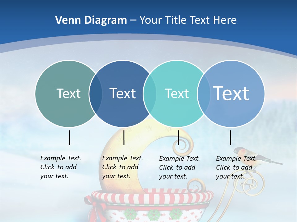 Snowflake Blue Carriage PowerPoint Template