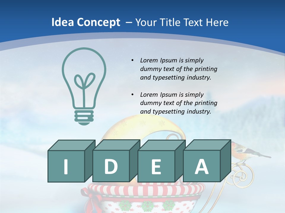 Snowflake Blue Carriage PowerPoint Template