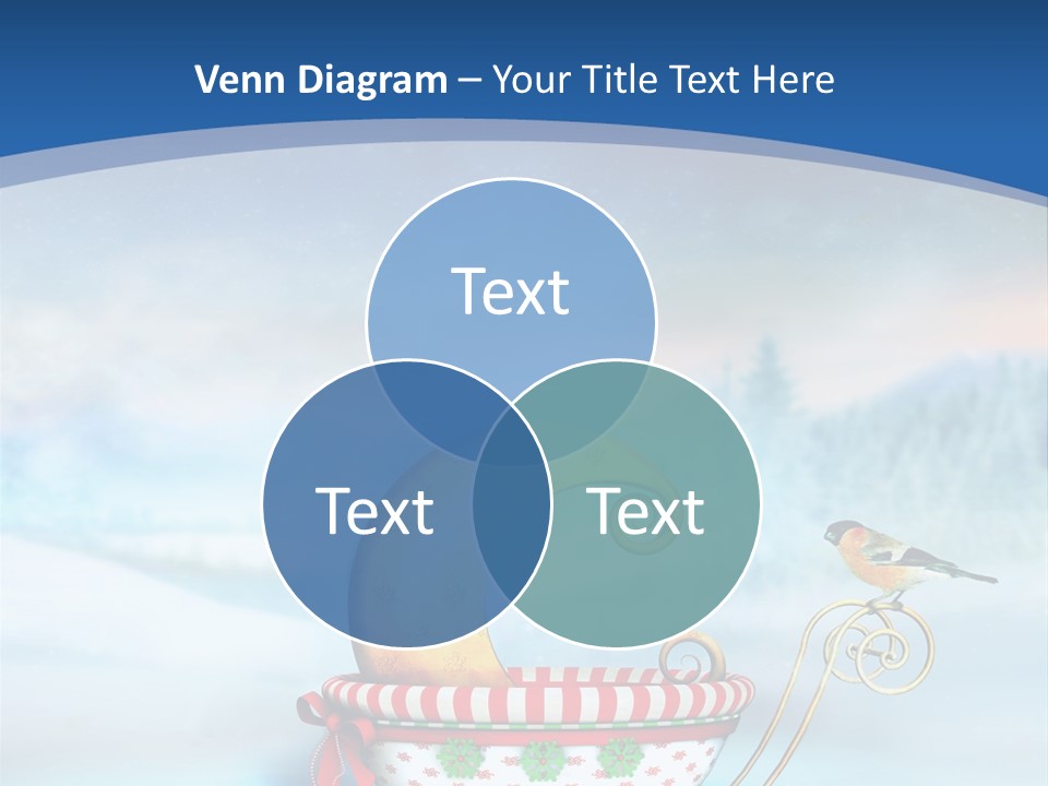 Snowflake Blue Carriage PowerPoint Template