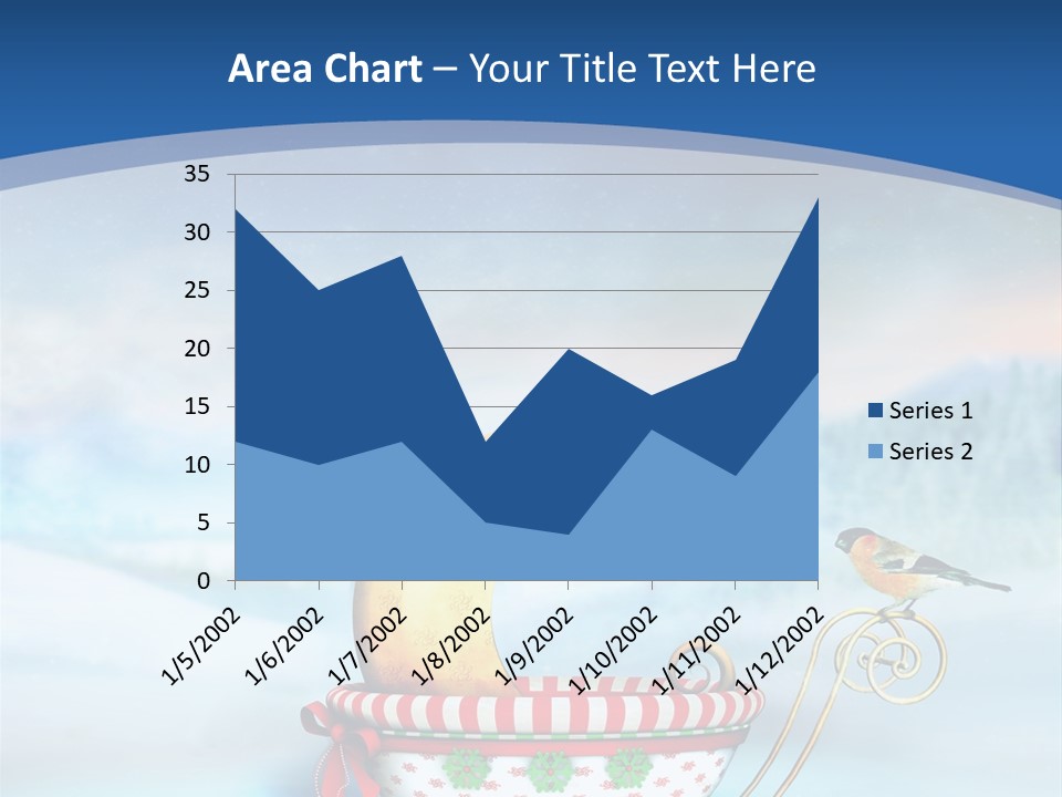 Snowflake Blue Carriage PowerPoint Template