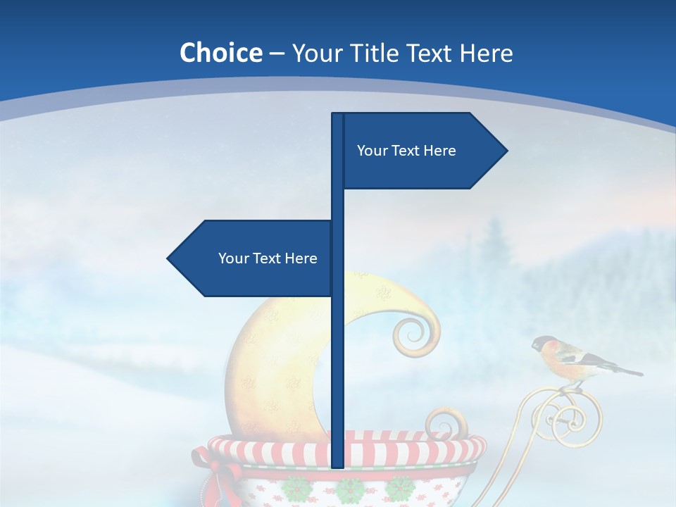 Snowflake Blue Carriage PowerPoint Template