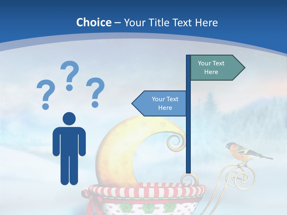 Snowflake Blue Carriage PowerPoint Template