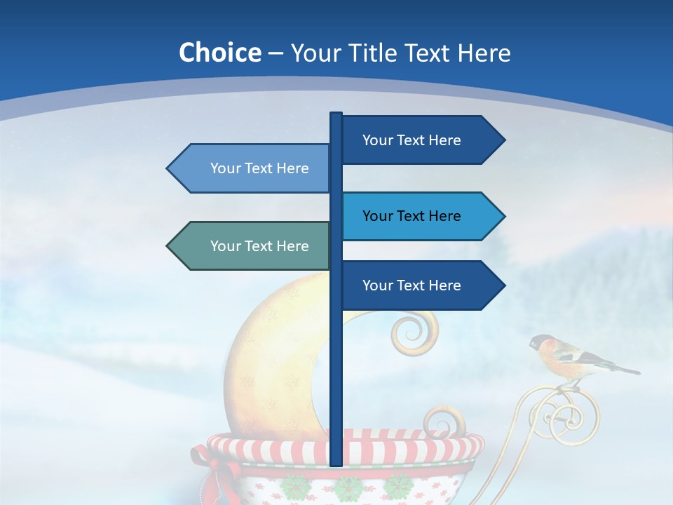 Snowflake Blue Carriage PowerPoint Template