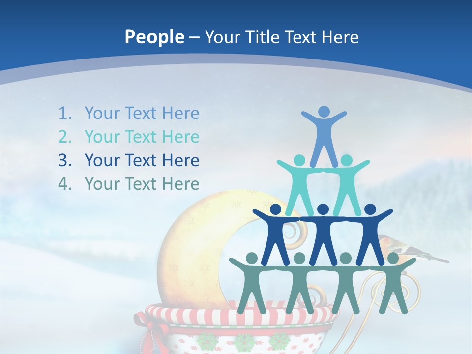 Snowflake Blue Carriage PowerPoint Template