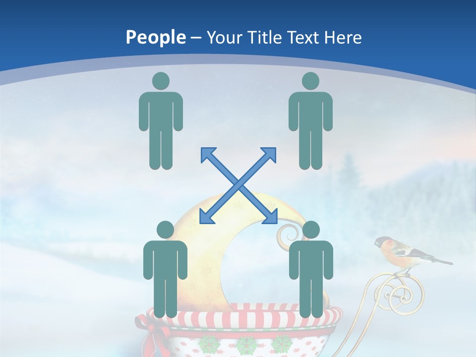 Snowflake Blue Carriage PowerPoint Template