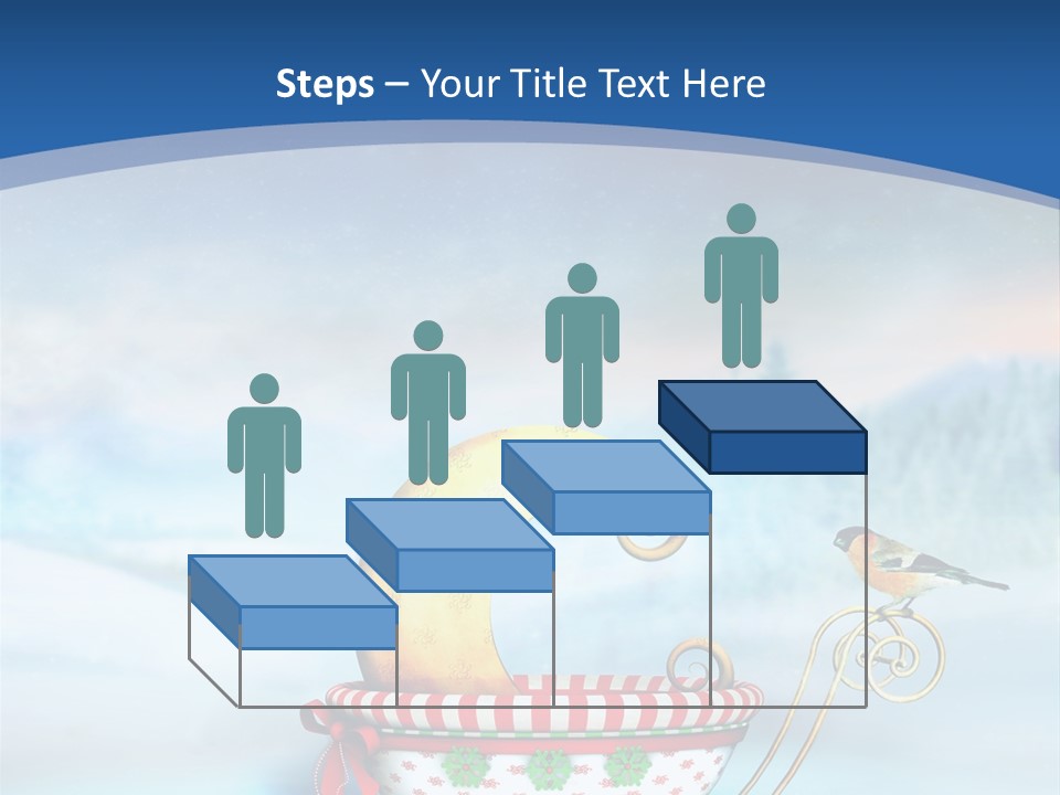 Snowflake Blue Carriage PowerPoint Template