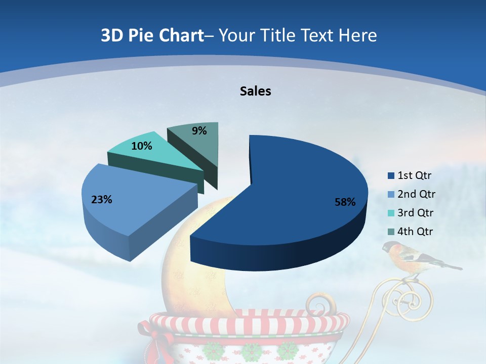 Snowflake Blue Carriage PowerPoint Template