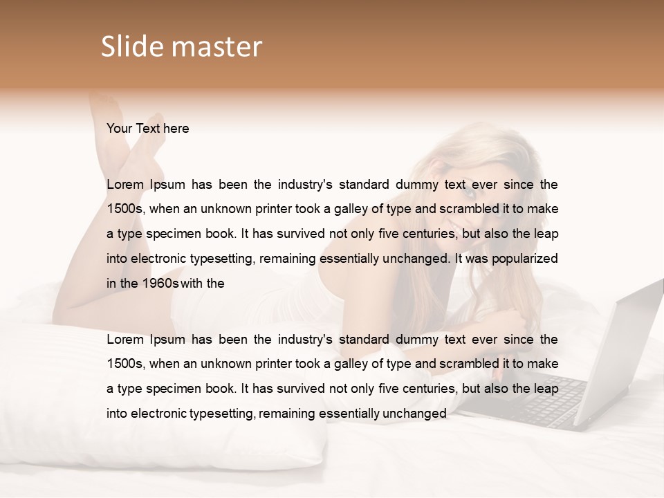 Blonde Laptop Sexy PowerPoint Template