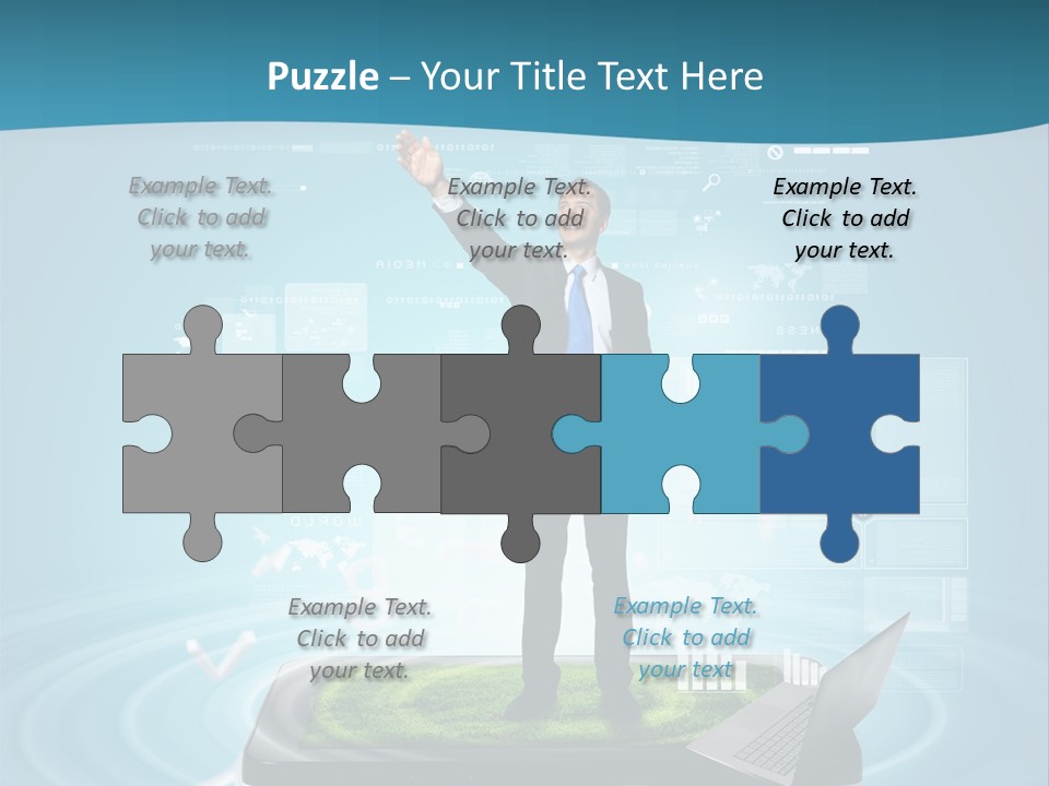 Laptop Smart Community PowerPoint Template