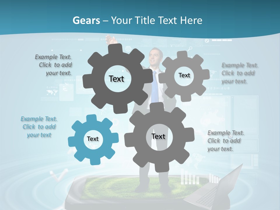 Laptop Smart Community PowerPoint Template
