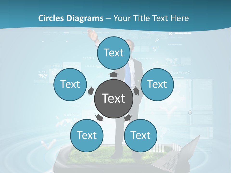 Laptop Smart Community PowerPoint Template
