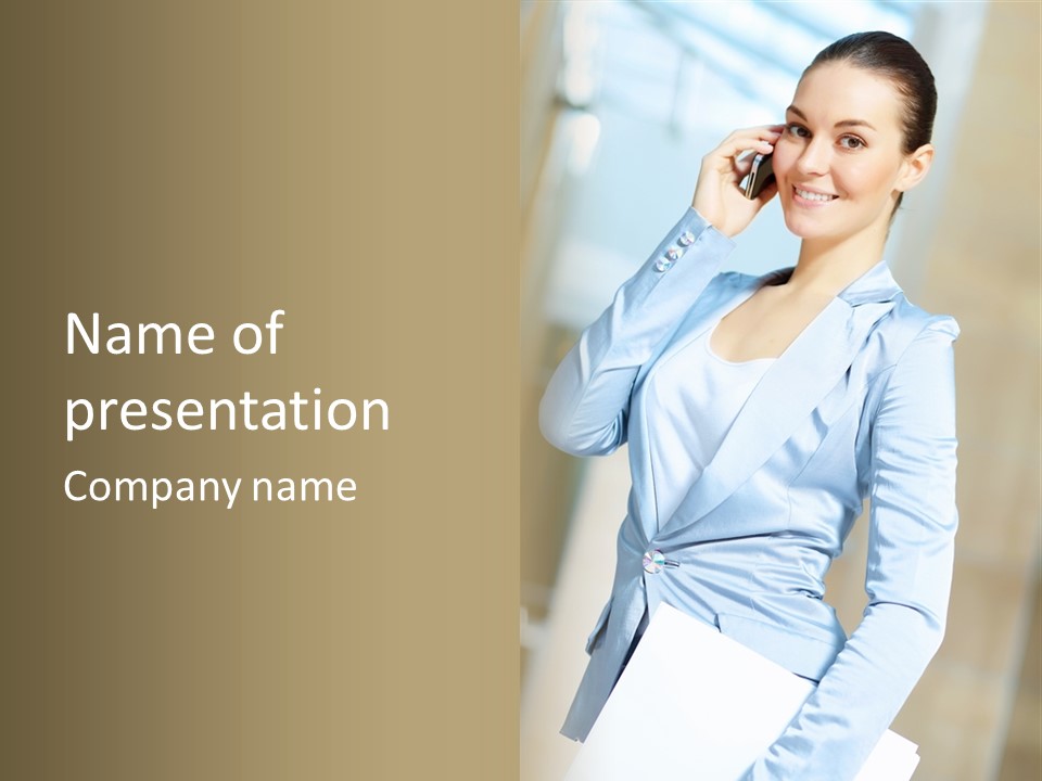 Pretty Caucasian Corporation PowerPoint Template