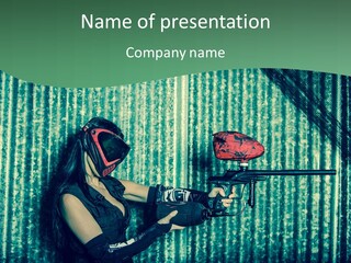 Rouge Airsoft Joueuse PowerPoint Template