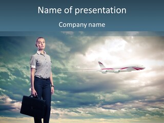 Transportation Aircraft Blue PowerPoint Template