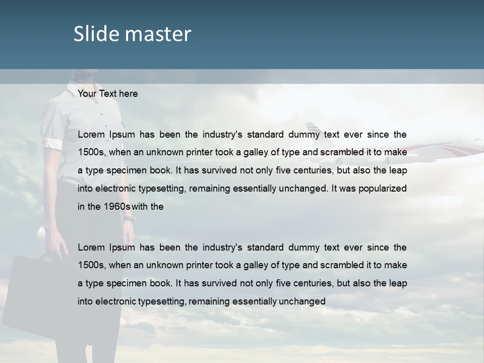 Transportation Aircraft Blue PowerPoint Template