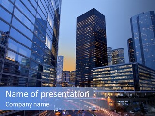 Building Night Skyscraper PowerPoint Template