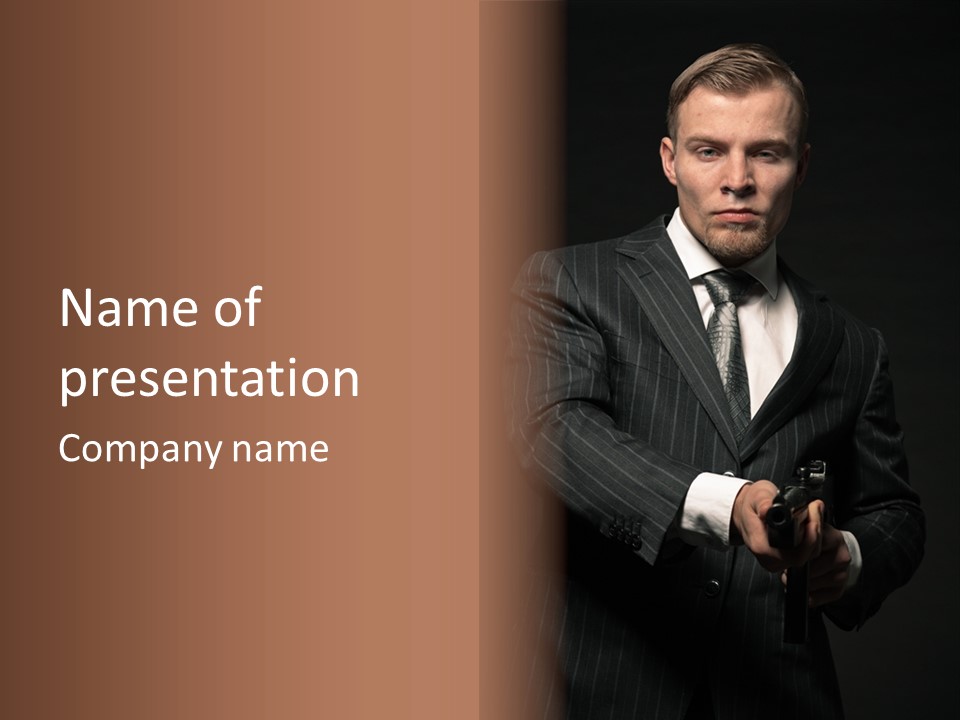 Suit Spy Black PowerPoint Template