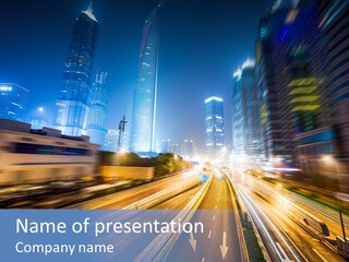 Car Drive Dark PowerPoint Template
