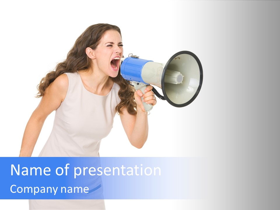 Brunette Aggression White Background PowerPoint Template