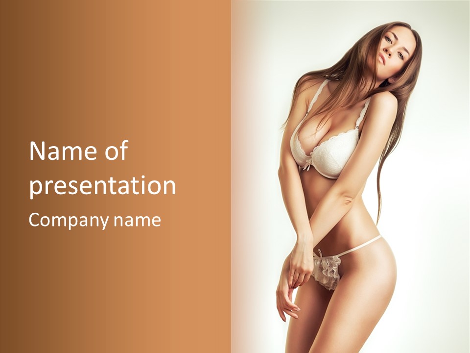 Beautiful Woman Flirting PowerPoint Template