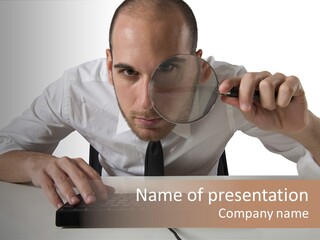 Man Magnification Information PowerPoint Template