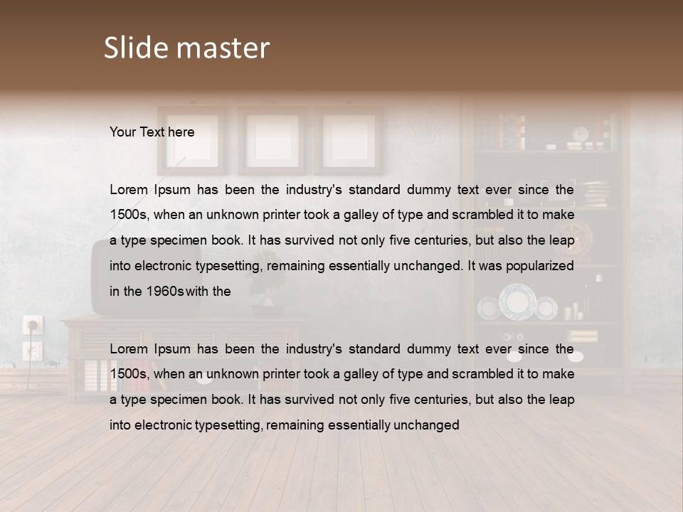Bookcase Parquet Grunge PowerPoint Template