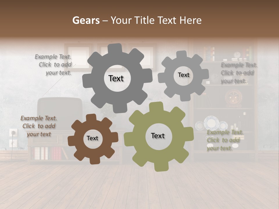 Bookcase Parquet Grunge PowerPoint Template